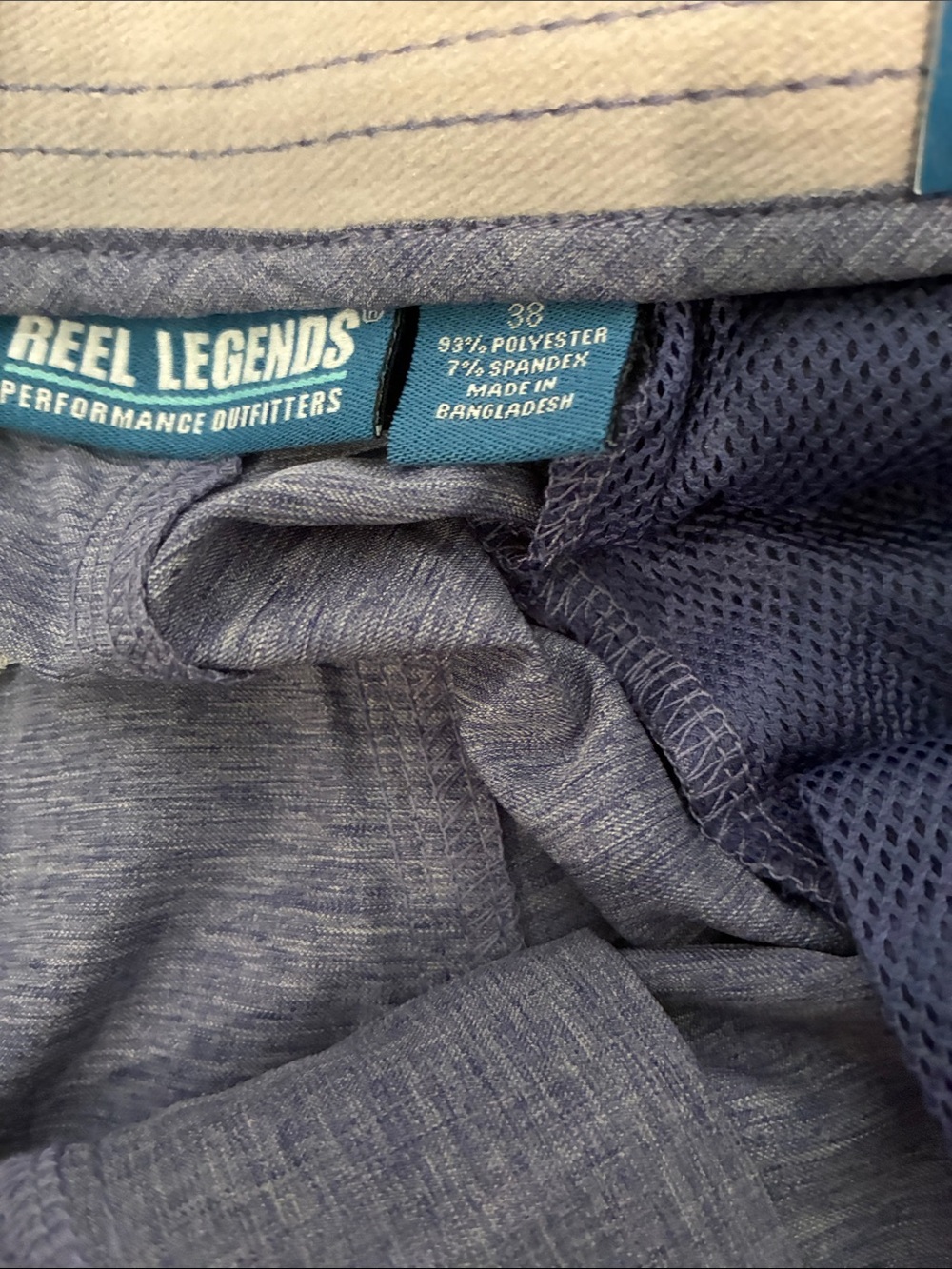 Reel Legends Men's Hybrid Shorts — Heathered Blue. B32 - Picture 3 of 5